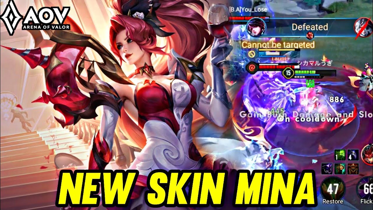 AOV : NEW SKIN MINA GAMEPLAY - ARENA OF VALOR LIÊNQUÂNMOBILE ROV