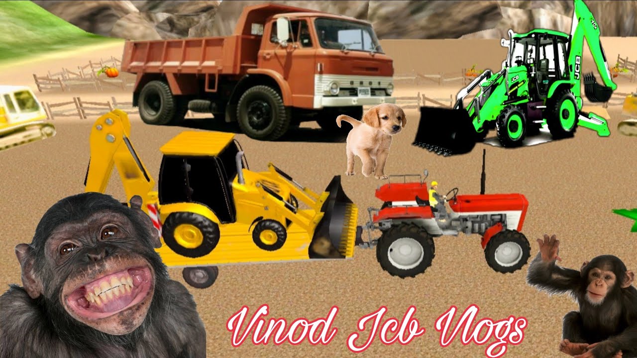 JCB 5CX Loading Mix Stone Sand Dumper Truck Tractor Pickup Tipper? JCB Ki Khudai | Tractor Cartoon