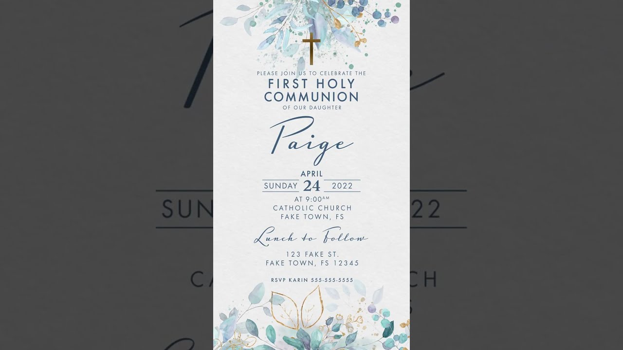 Celebrate Simply - Baptism, Communion, or Confirmation Digital Video Invitation - Blue