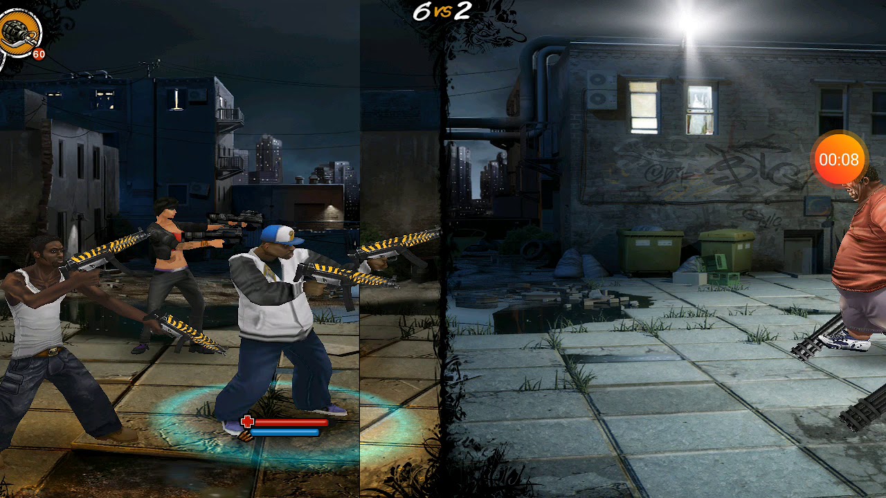 Big Time Gangster - 6 men's/women's SMG gun v.s fat men's mini gun