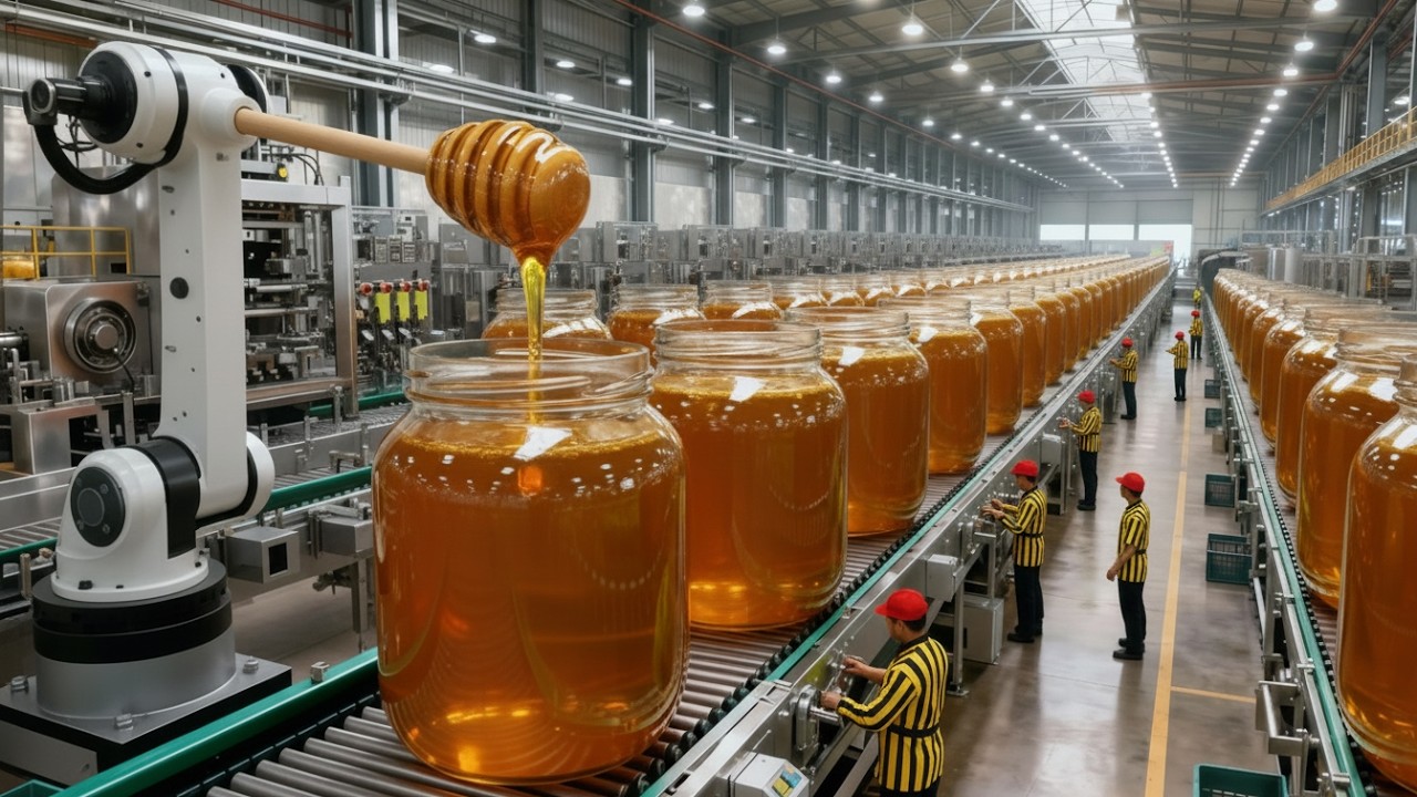 Inside a Modern Honey Factory: From Natural Honeycomb to Smooth Filtered Honey
