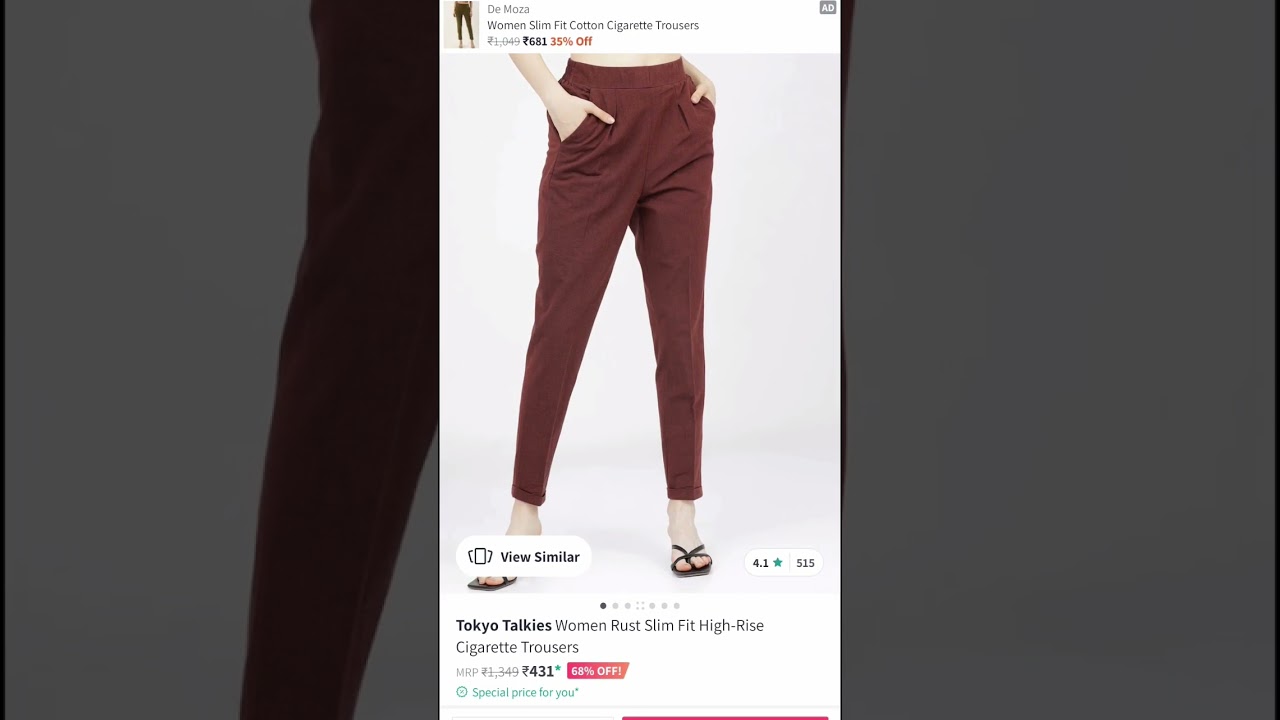 STRAIGHT FIT FORMAL TROUSERS FOR WOMEN 👖🛍️under 499 @myntra🛍️