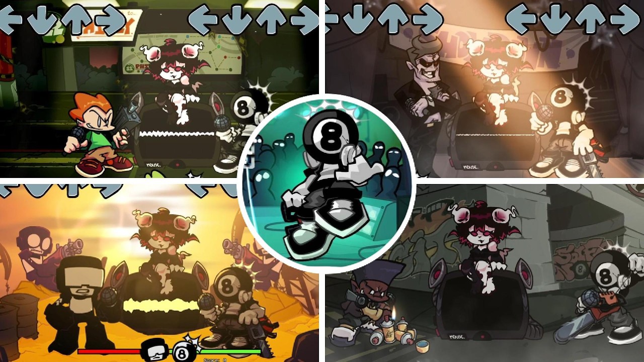 Playable Eighter (8R) All 9 Mixes + All Ranks & Deaths - Friday Night Funkin' 
