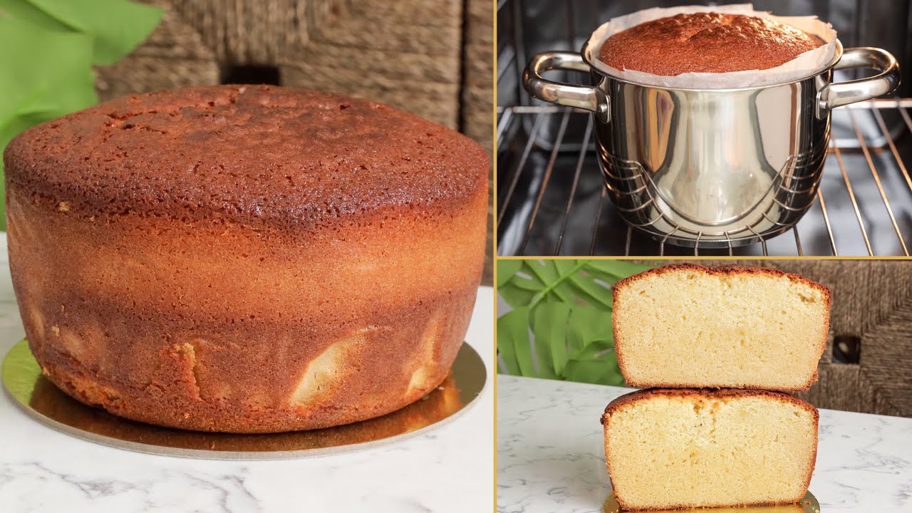 هاتي طنجرة من مطبخك و تعالي نحضر كيك اسفنجي مرتفع بدون محسن اسفنجة تذوب بالفم🤤