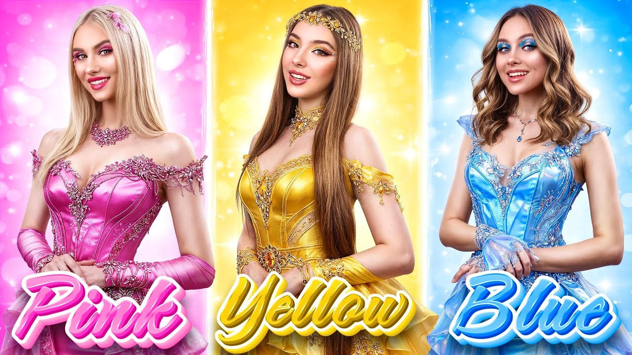 Meninas: Rosa vs Amarelo vs Azul! Príncipe Falso Finge Ser Verdadeiro