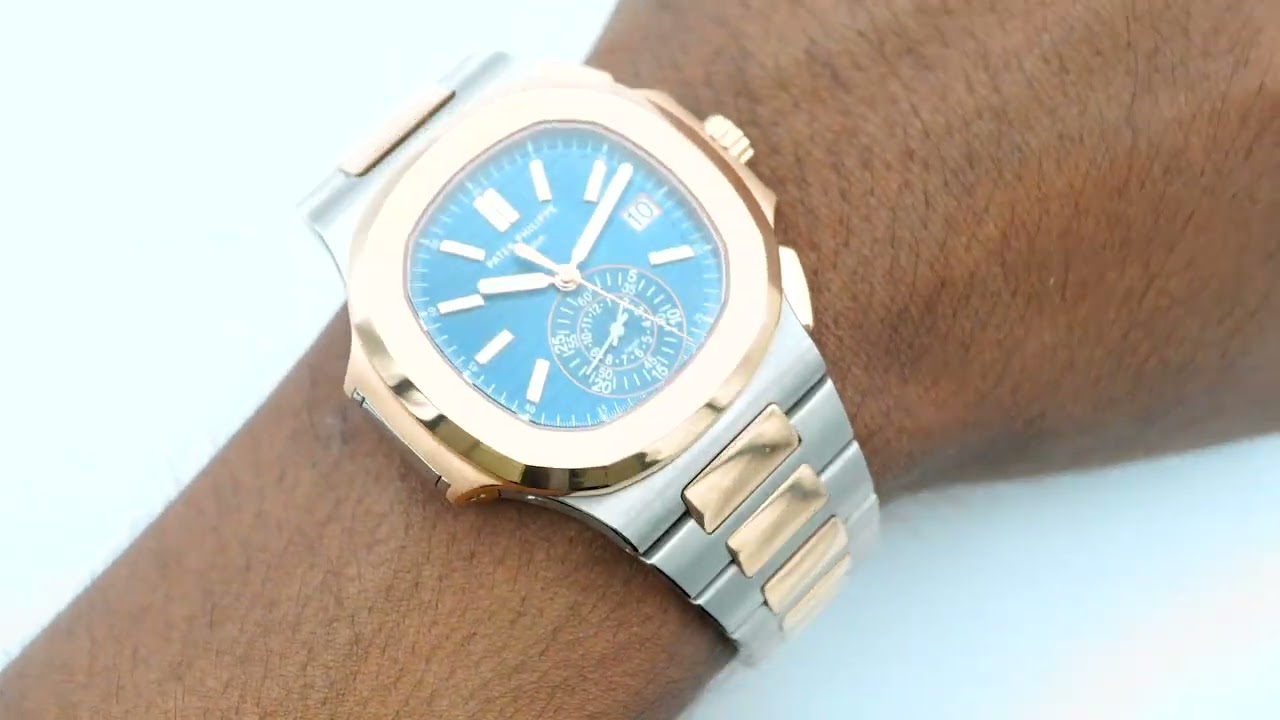 Patek Philippe 5980/1AR-001 Nautilus Chronograph 18K Rose Gold Stainless Steel Complete Set 2017