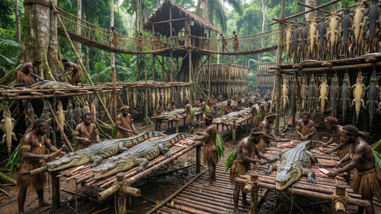 Inside the Secret Crocodile Leather Factory in the Jungle | Korowai Tribe