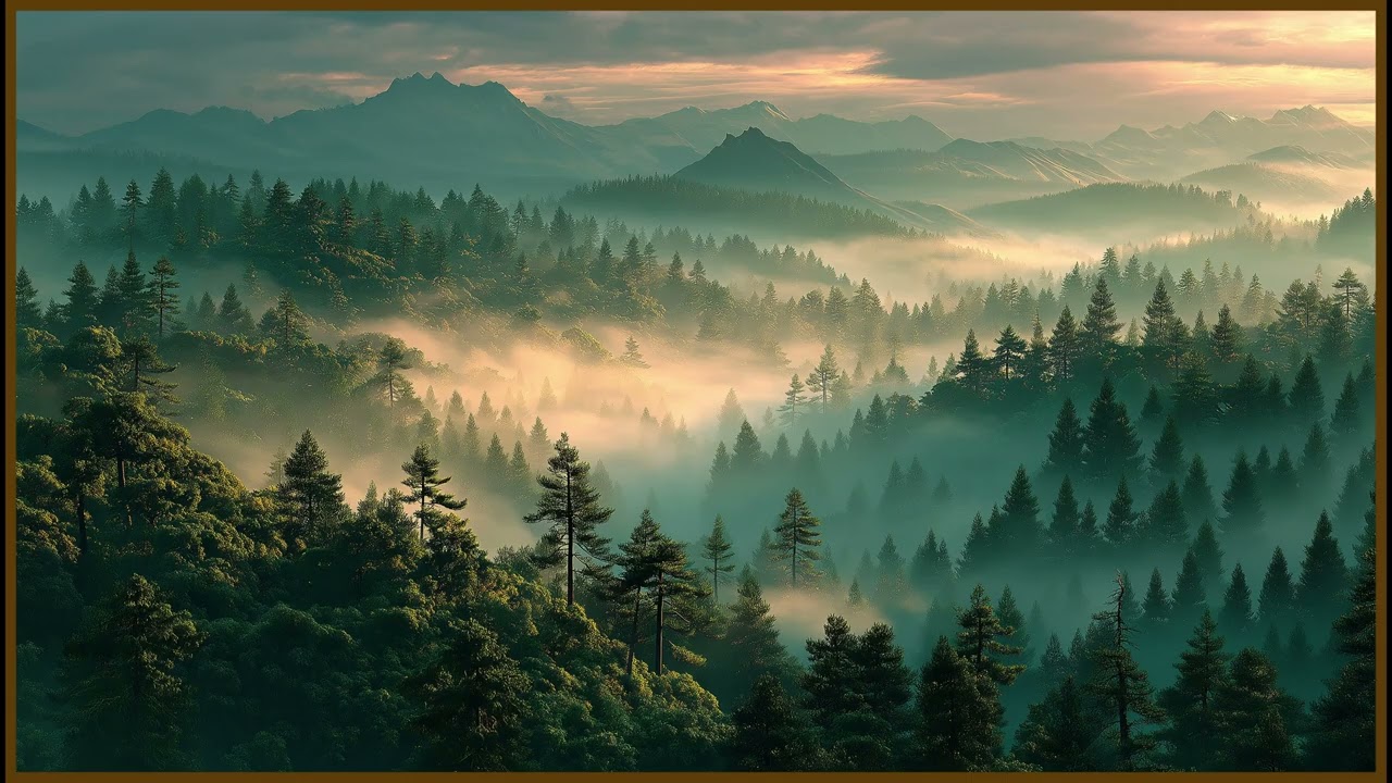 Serene Sunrise Mist Over The Forest With Peaceful Nature | Still Art Screen Saver | 4K