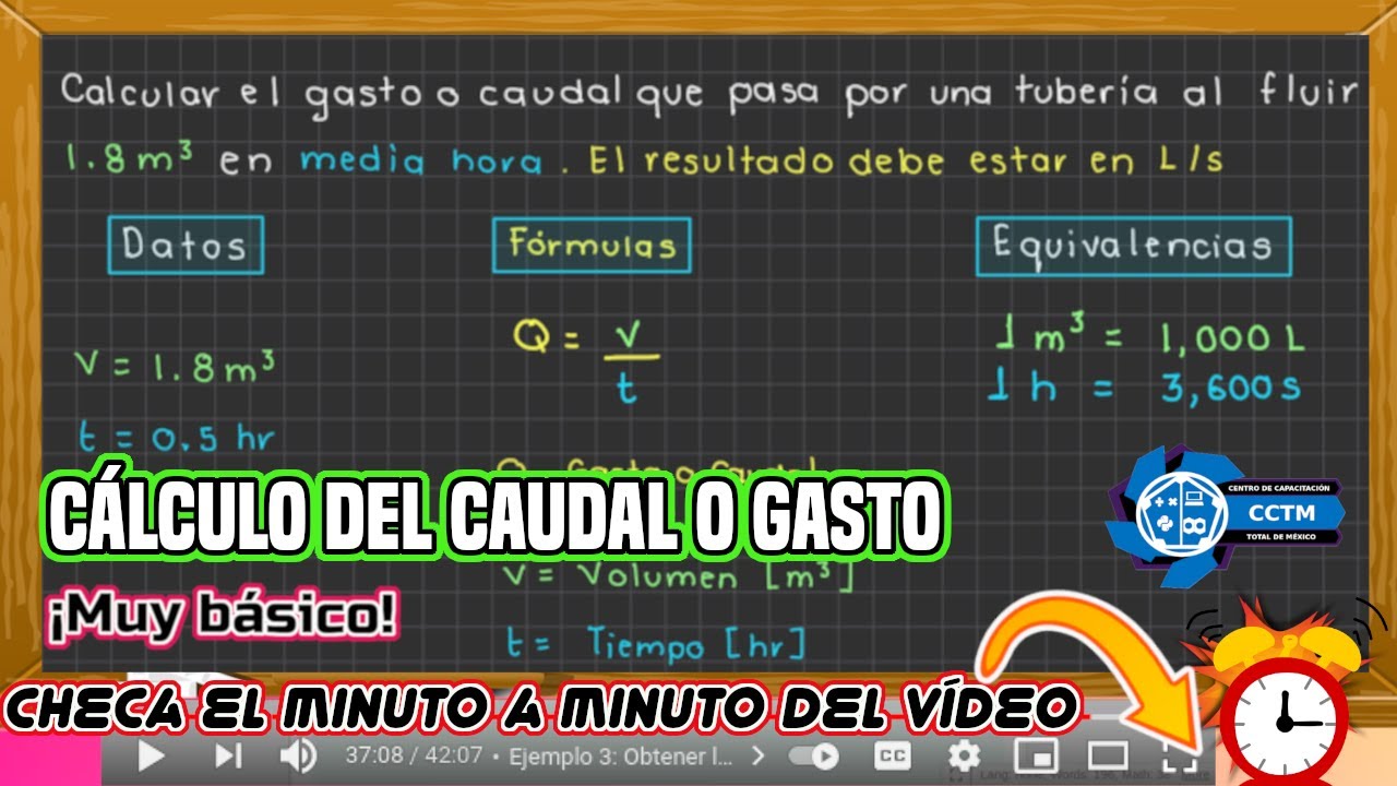 🤓 Cálculo del caudal o gasto en una tubería | Q = v/t | G =v/t  | Paso a paso | Mecánica de Fluidos