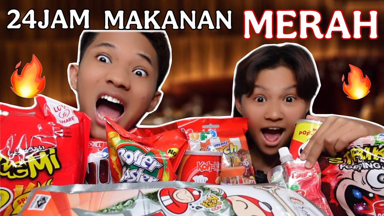24 JAM MAKAN MAKANAN MER4H DENGAN WAWA 🥳