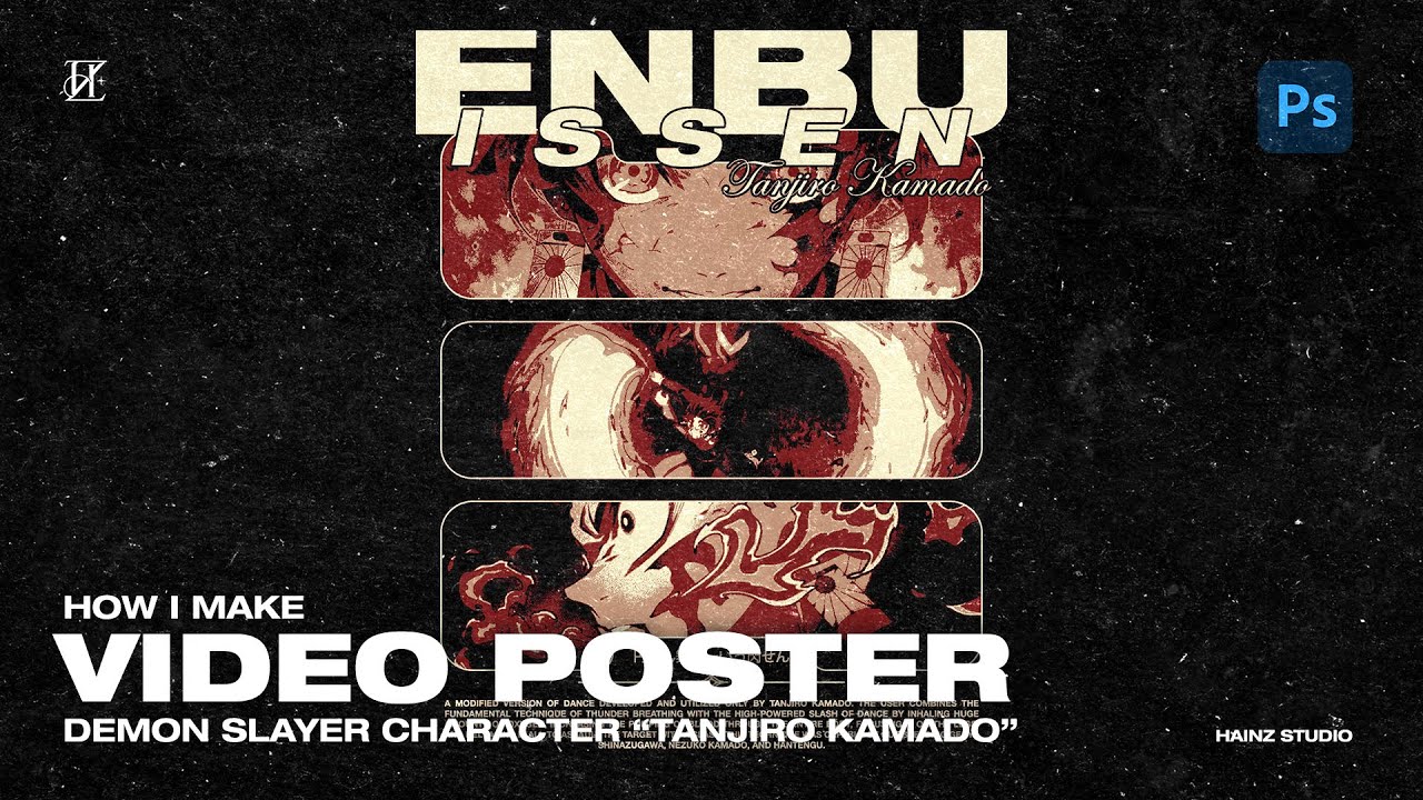 Make Poster Video Brutalism Threshold Anime Demon Slayer With Photoshop - Design Timelapse