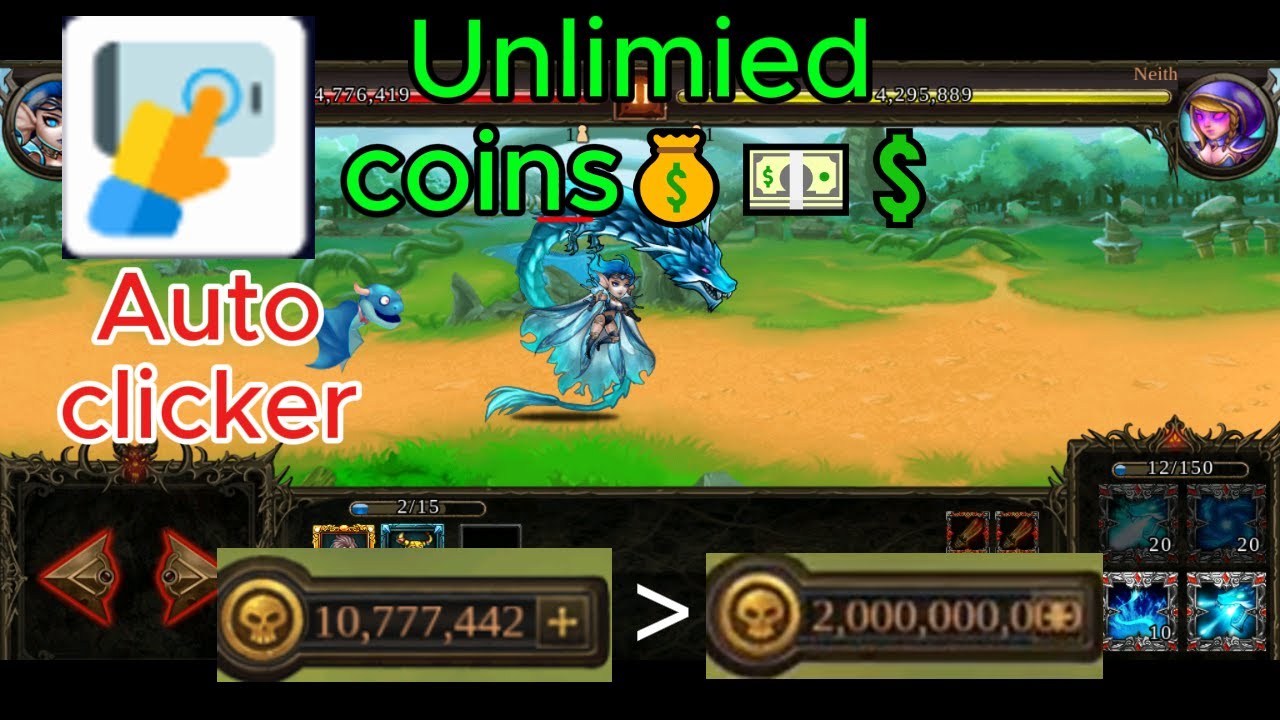 😎unlimited afk coins/golds💲by auto clicker app in hell, heaven, campaign epic heroes war #ehw