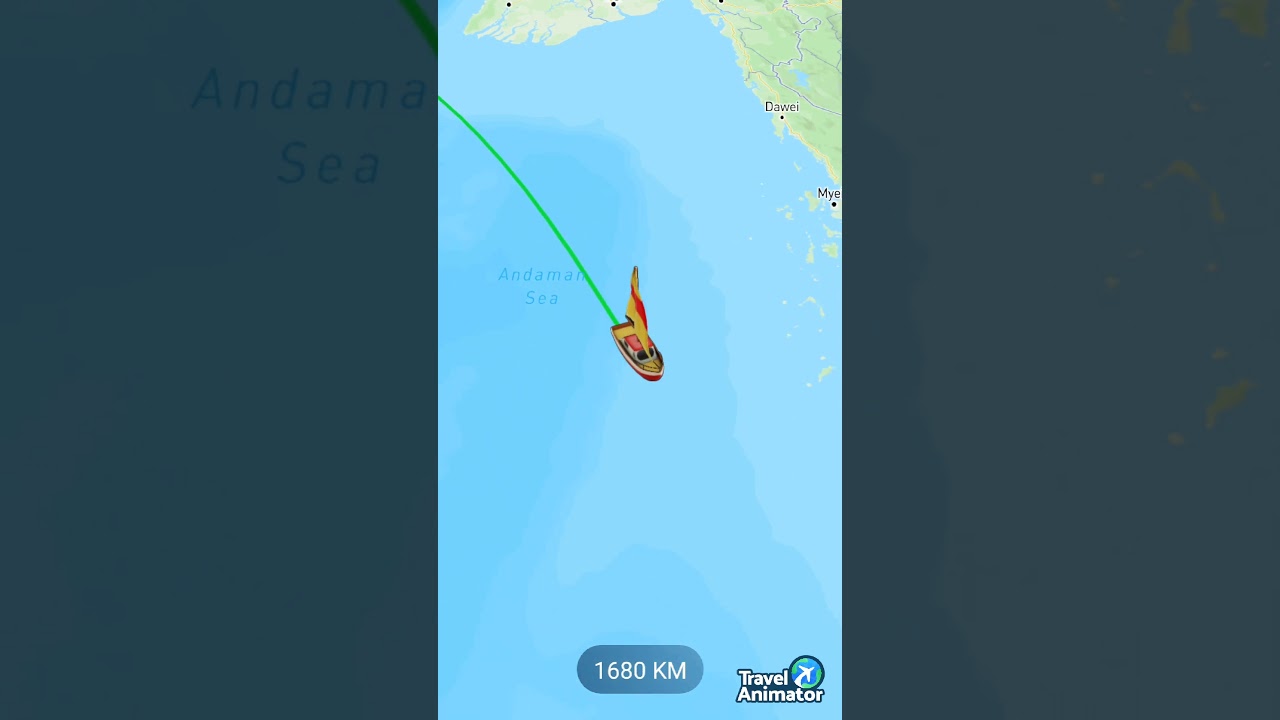 Kolkata - West Bengal - India to Singapore - Malaysia travel map route animation via ship