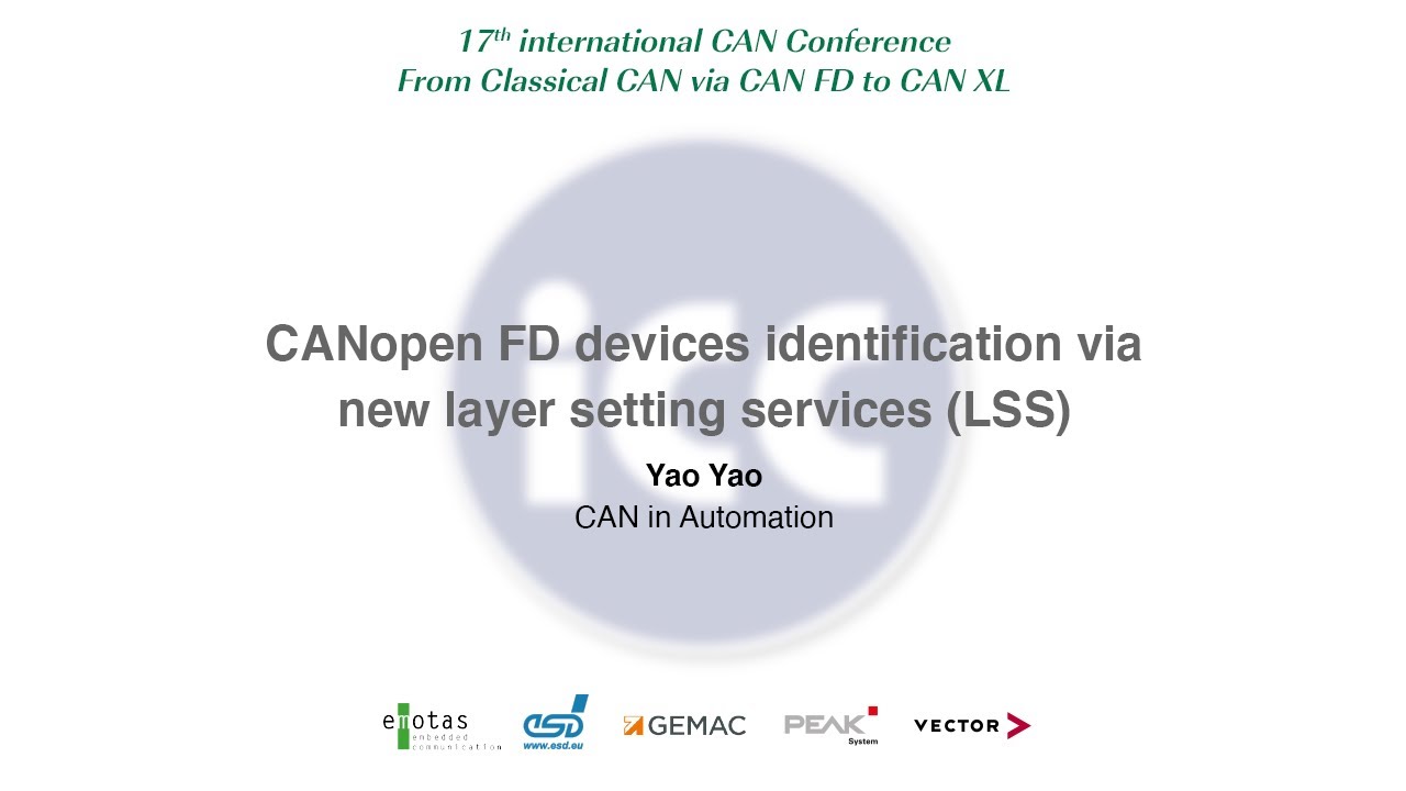 17th iCC paper: CANopen FD devices identification via new layer setting services (LSS)