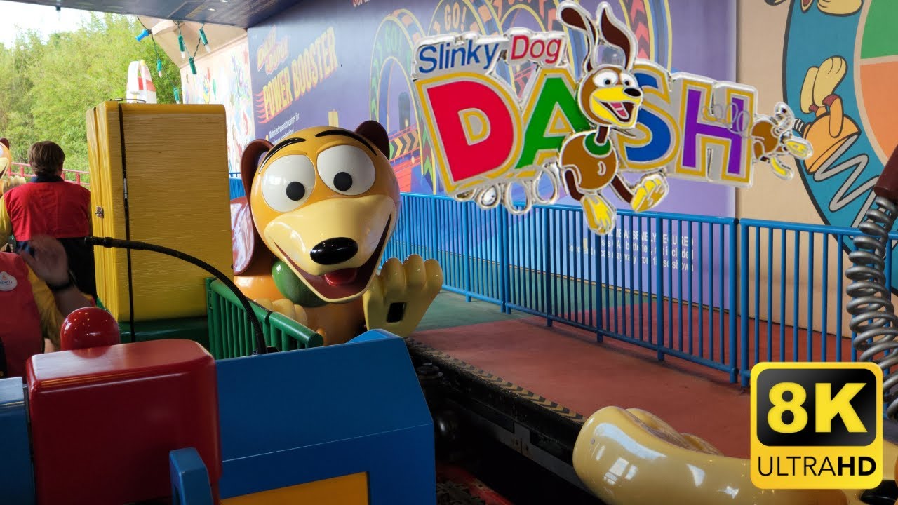 Slinky Dog Dash On-ride POV 8K Video Disney's Hollywood Studios Roller Coaster Toy Story Land