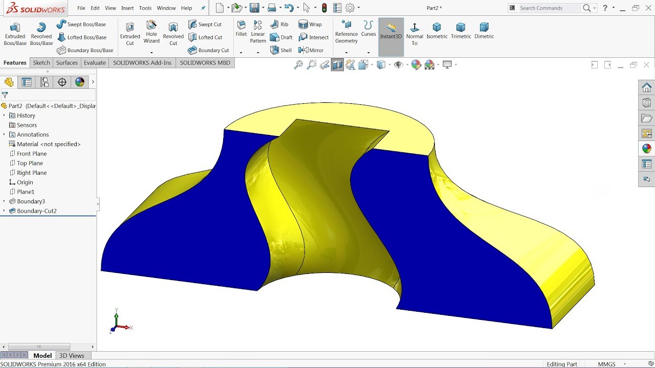 Solidworks tutorial Boundary Cut