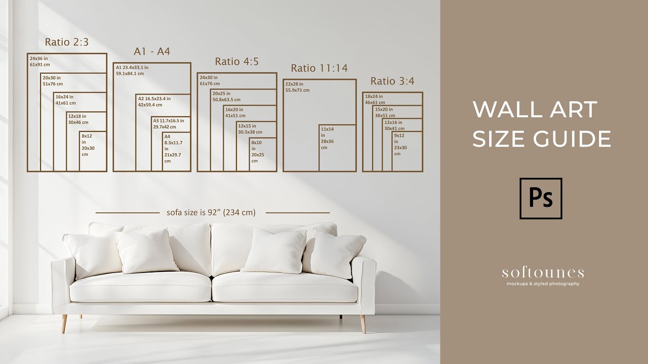 Tutorial 7 | How To Edit Our Wall Art Size Guide in Photoshop | Softounes