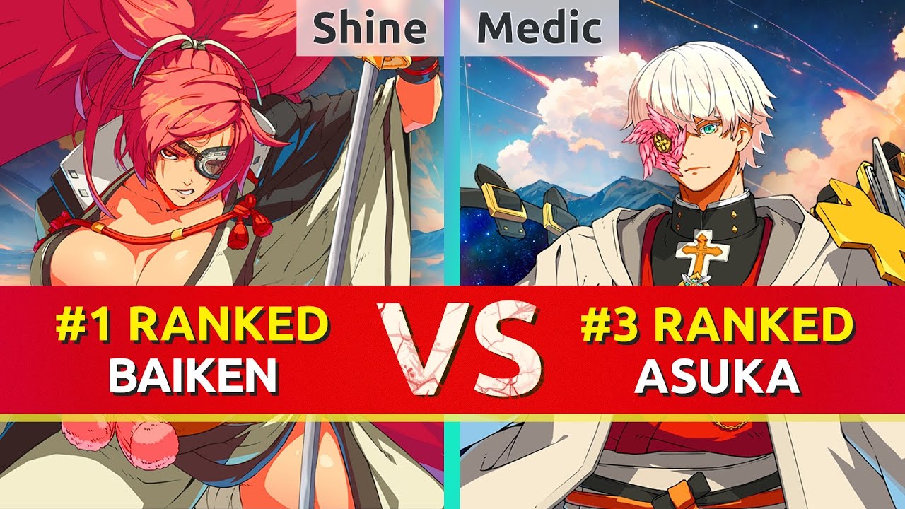 GGST ▰ Shine (#1 Ranked Baiken) vs Medic (#3 Ranked Asuka). High Level Gameplay