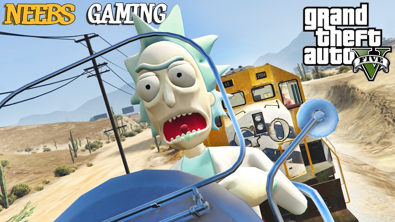 GTA 5 MODS :  RICK & MORTY - HMS VICTORY - HOVER BIKE  ( Funny Moments)