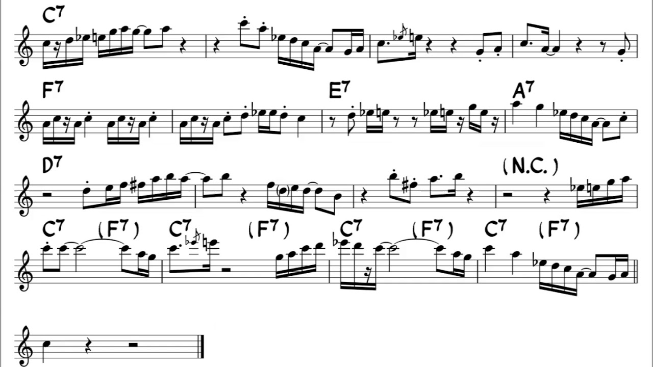 The Chicken - Easy Solo Example for Tenor Sax -3 (Major Blues Scale)