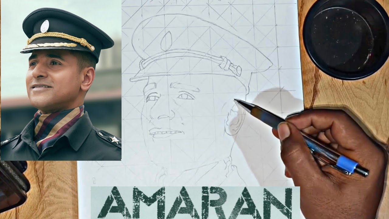 Amaran tamil movie outline drawing | Sivakarthikeyan drawing | GM Surya Arts | #skdrawing #amaran