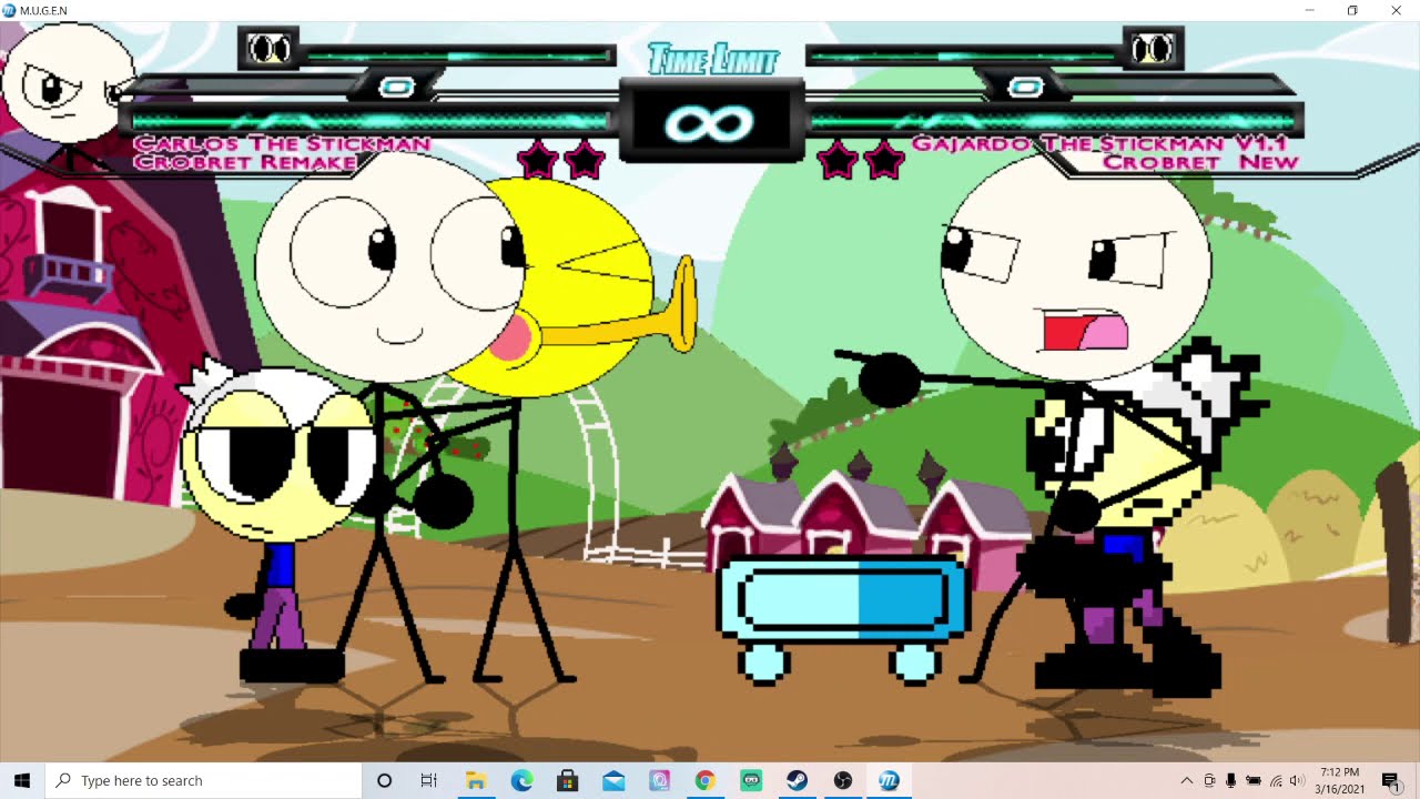 Mugen Carlos The Stickman And Crobert Remake Vs Gajardo The Stickman And Old Crobert