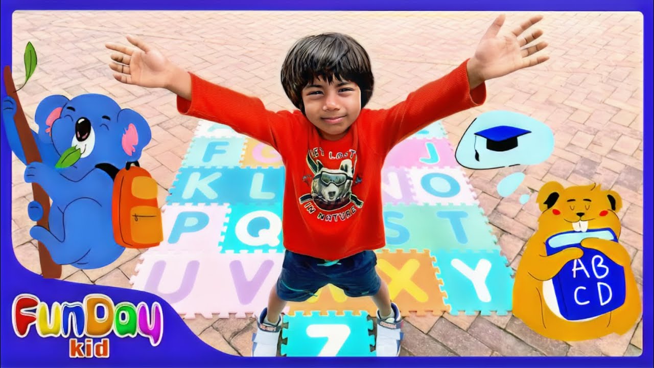 Alphabet Song | ABC MAT for Toddlers & Kids | Pretend Play finding Letters with Apu - @FunDayKid