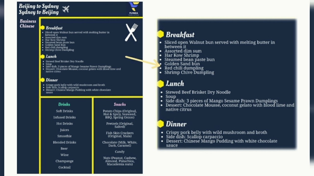 Airline Mangement - FlyAsia Sample Menus