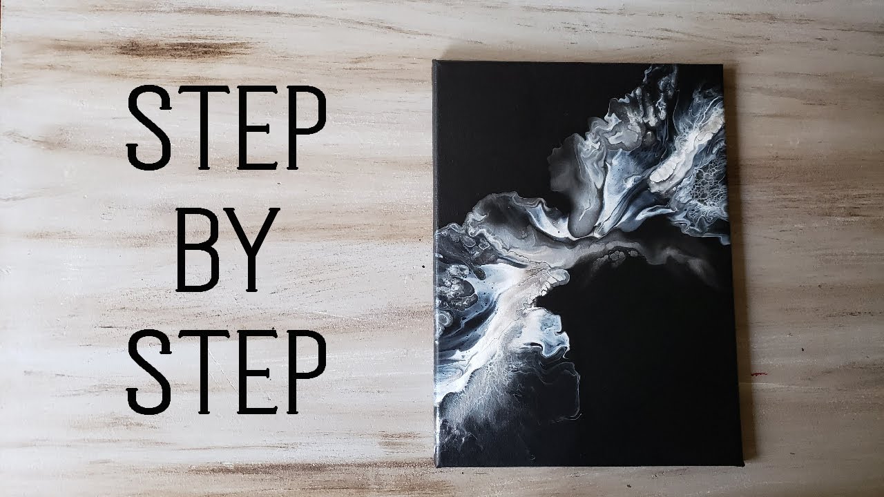 BLACK AND WHITE Dutch Pour - Acrylic Fluid Art - Elegant Result