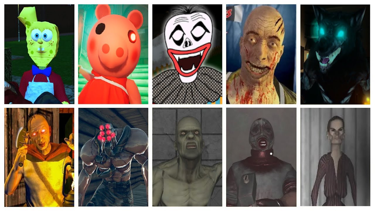 Caught Battle #21: PIGGY, Hello Sponge Ice Scream, Clown Horror, Grandpa Horror Mask Granny Neighbor