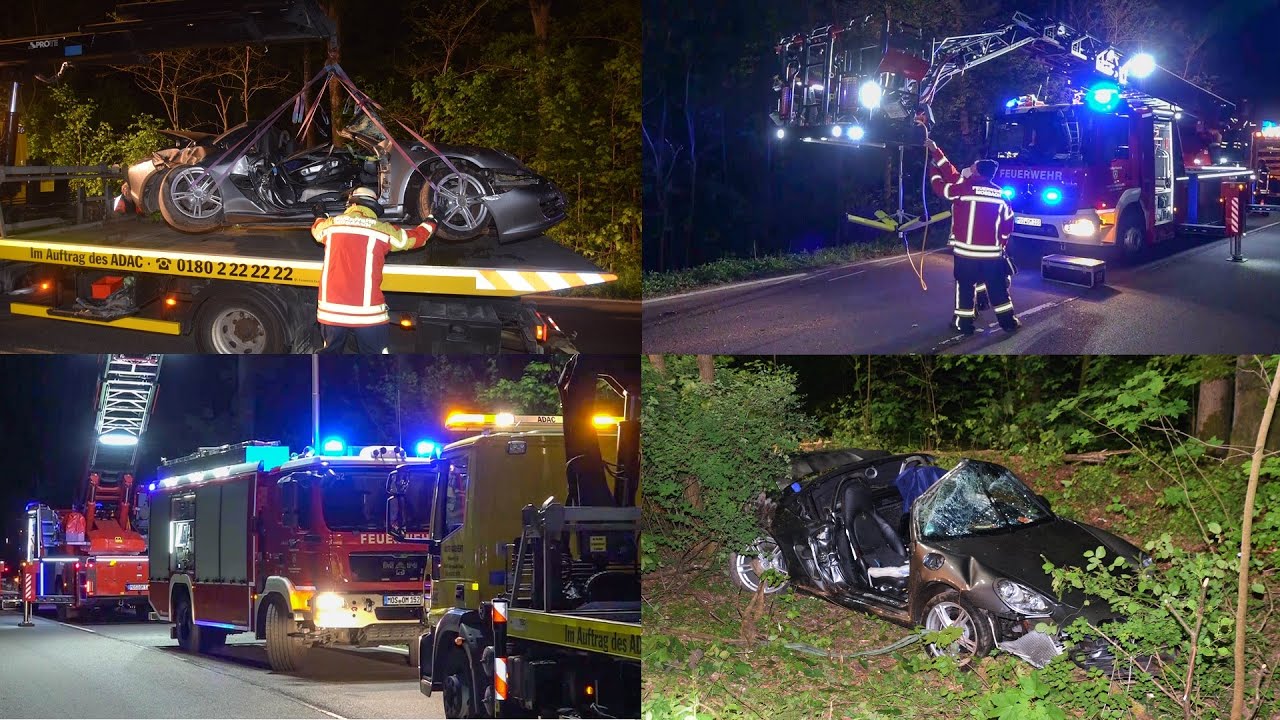 [TÖDLICHES UNFALLDRAMA] PORSCHE RAST IN WALD ++ MANN (22) & FRAU (18) KOMMEN UMS LEBEN ++ FEUERWEHR