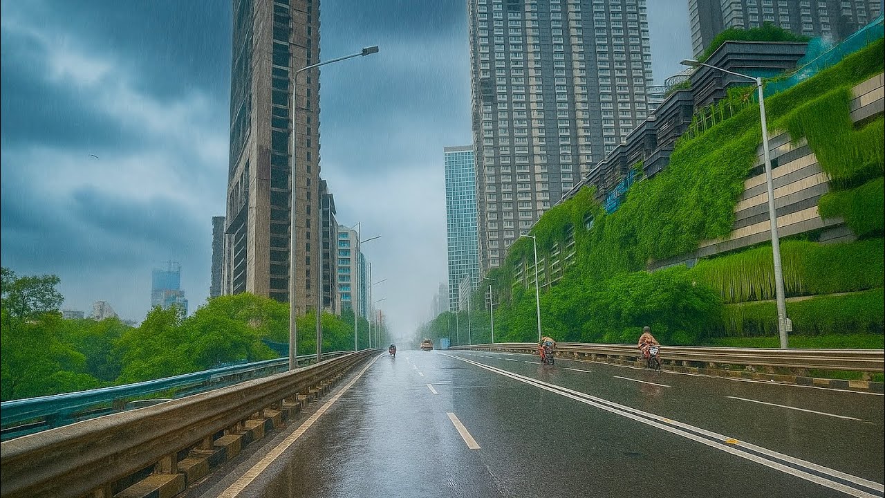 Mahim to Byculla Non-Stop Ride 🚦 - Rainfall in a Green Metropolis | Calming cityscape 