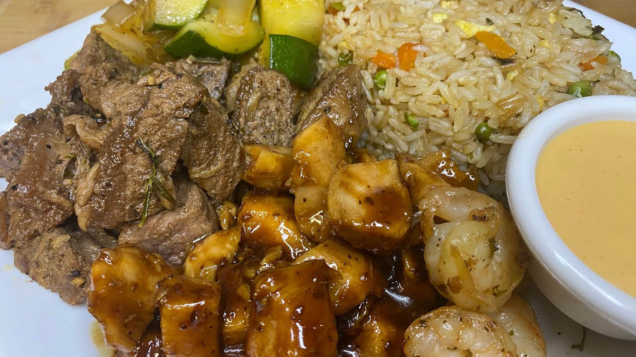 CHICKEN, SHRIMP, AND STEAK HIBACHI THE PERFECT HIBACHI HOMEMADE
