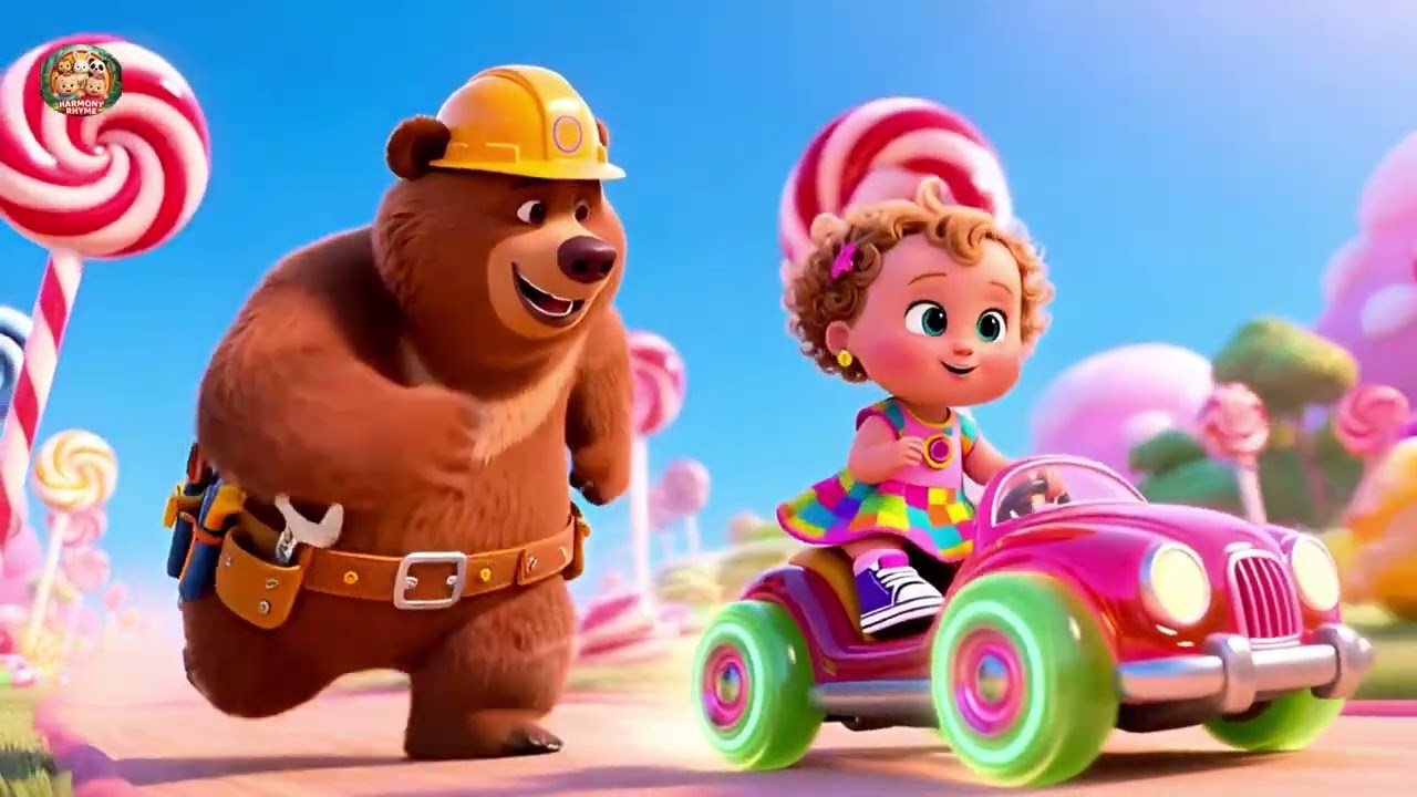 Baby Bear with the Race Car 🐻🏎️ Fun Racing Adventure Song for Kids | Nursery Rhyme