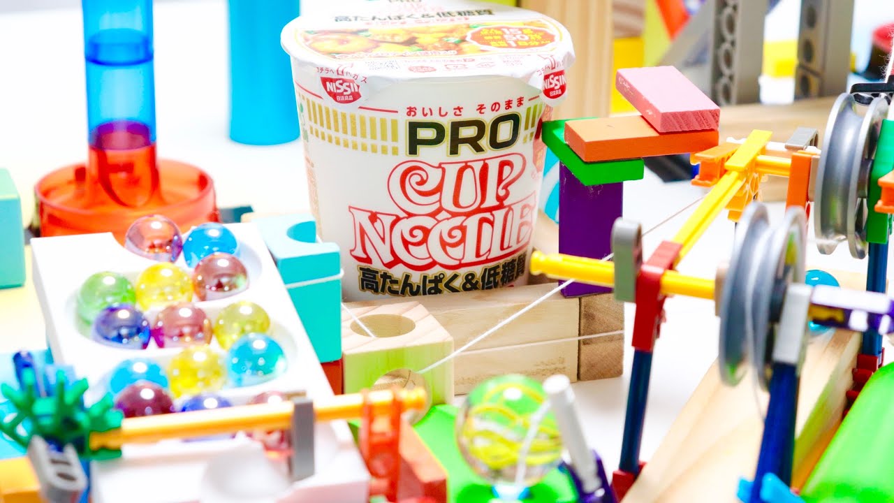 ピタゴラスイッチを利用したカップヌードル作りはできるのか？【ピタゴラ装置】
