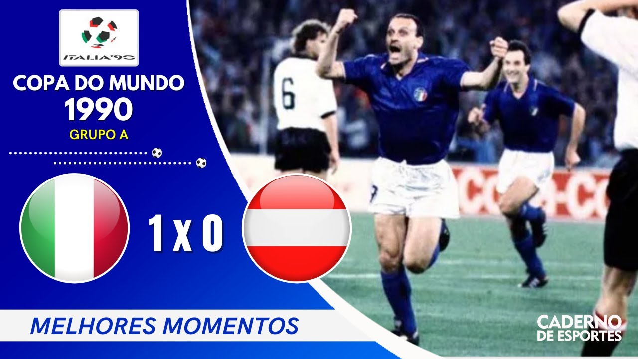 IT&Aacute;LIA 1 X 0 &Aacute;USTRIA -  COPA 1990 - 1&ordf; RODADA GRUPO A - MELHORES MOMENTOS - MANCHETE