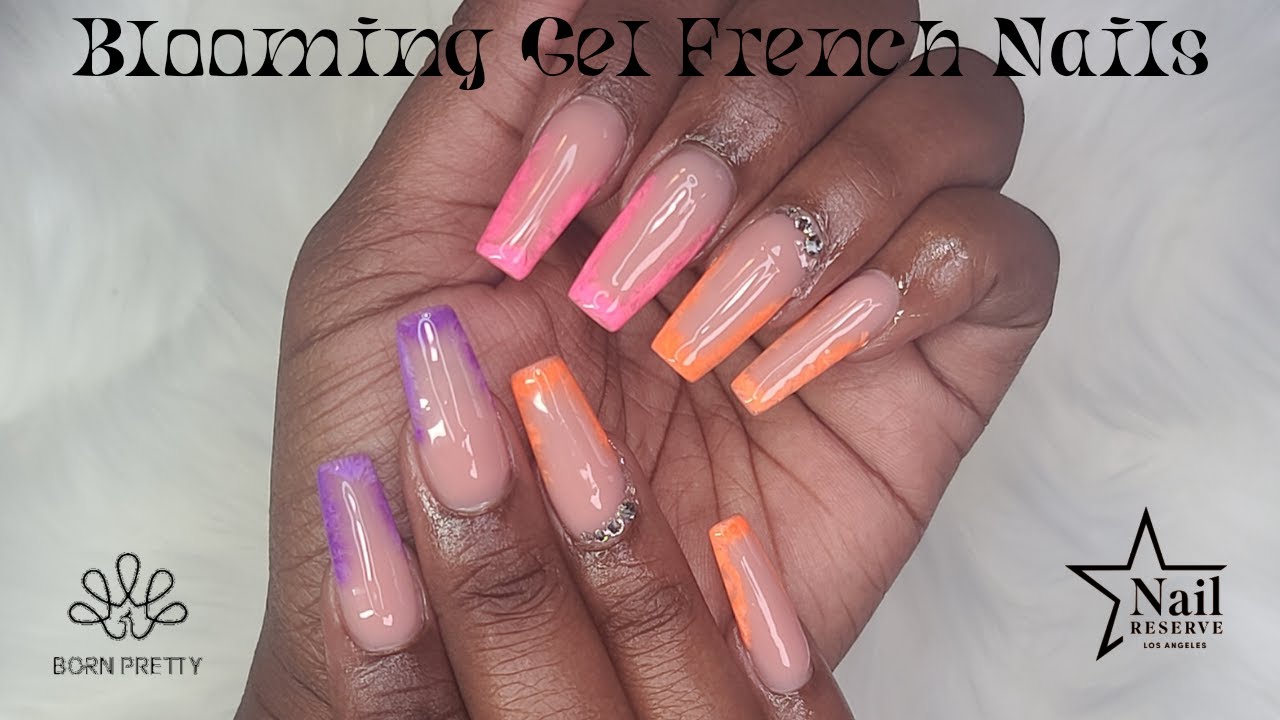 Summer Blooming Gel French Nails| Watch Me Work| Kind of a Story Time #q'utienails, #hardgelnails