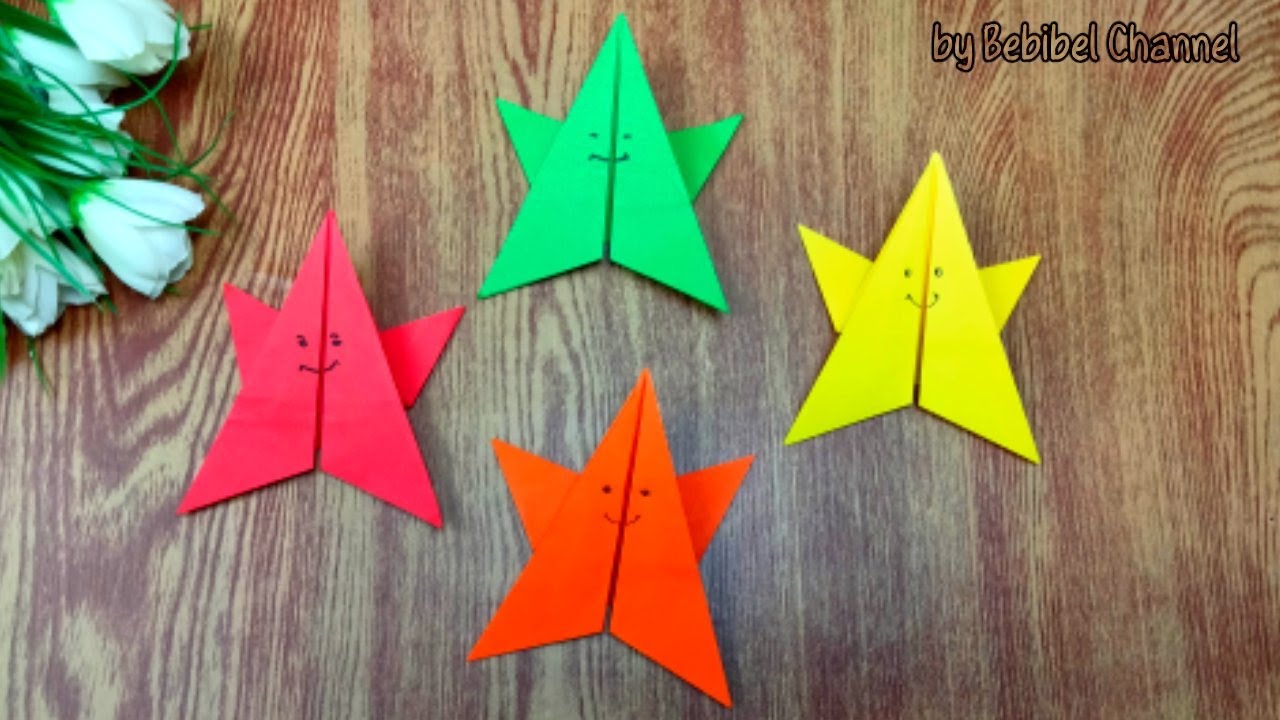Cara Mudah Membuat Bentuk Bintang Dari Kertas Origami || Origami Star