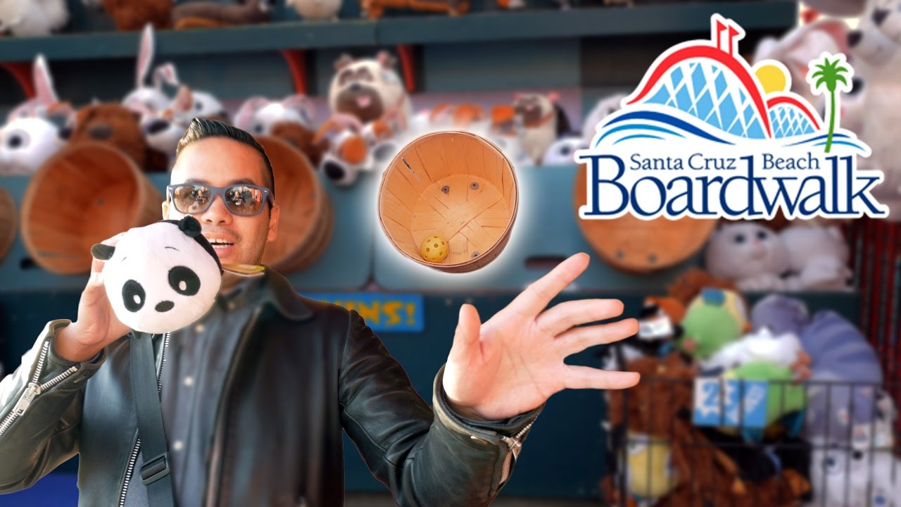 Claw machines and carnival game fun at Santa Cruz Boardwalk!