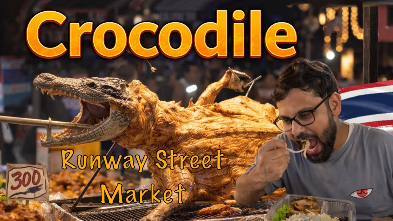 Eating Crocodile Meat for the First Time 😱 | Runway Street Food Pattaya