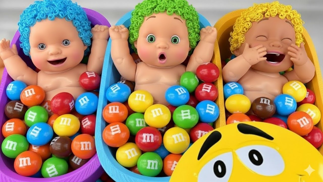 11 Minutes Satisfying with Full of 3 Rainbow BathTubs Candy with M&M's & Magic Slime Cutting Video