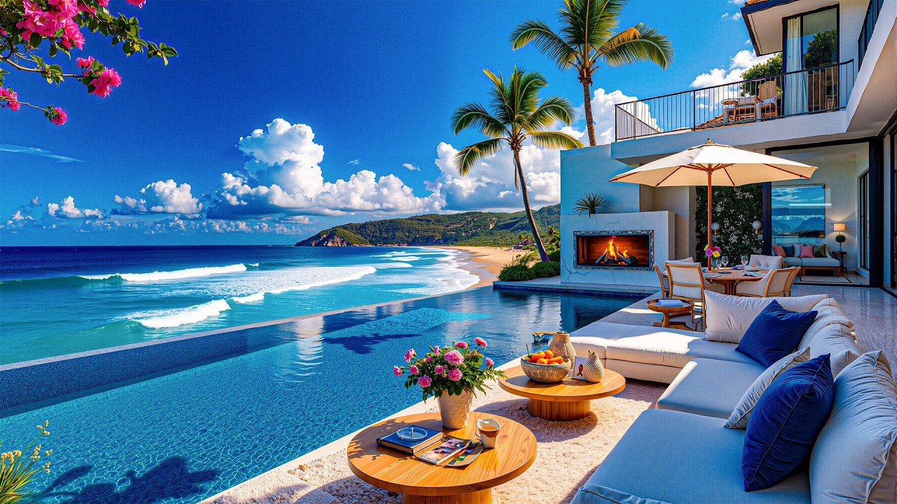 Soothing Jazz On A Summer Beach Balcony In The Morning - Summer Jazz & Ocean Waves For Focusing