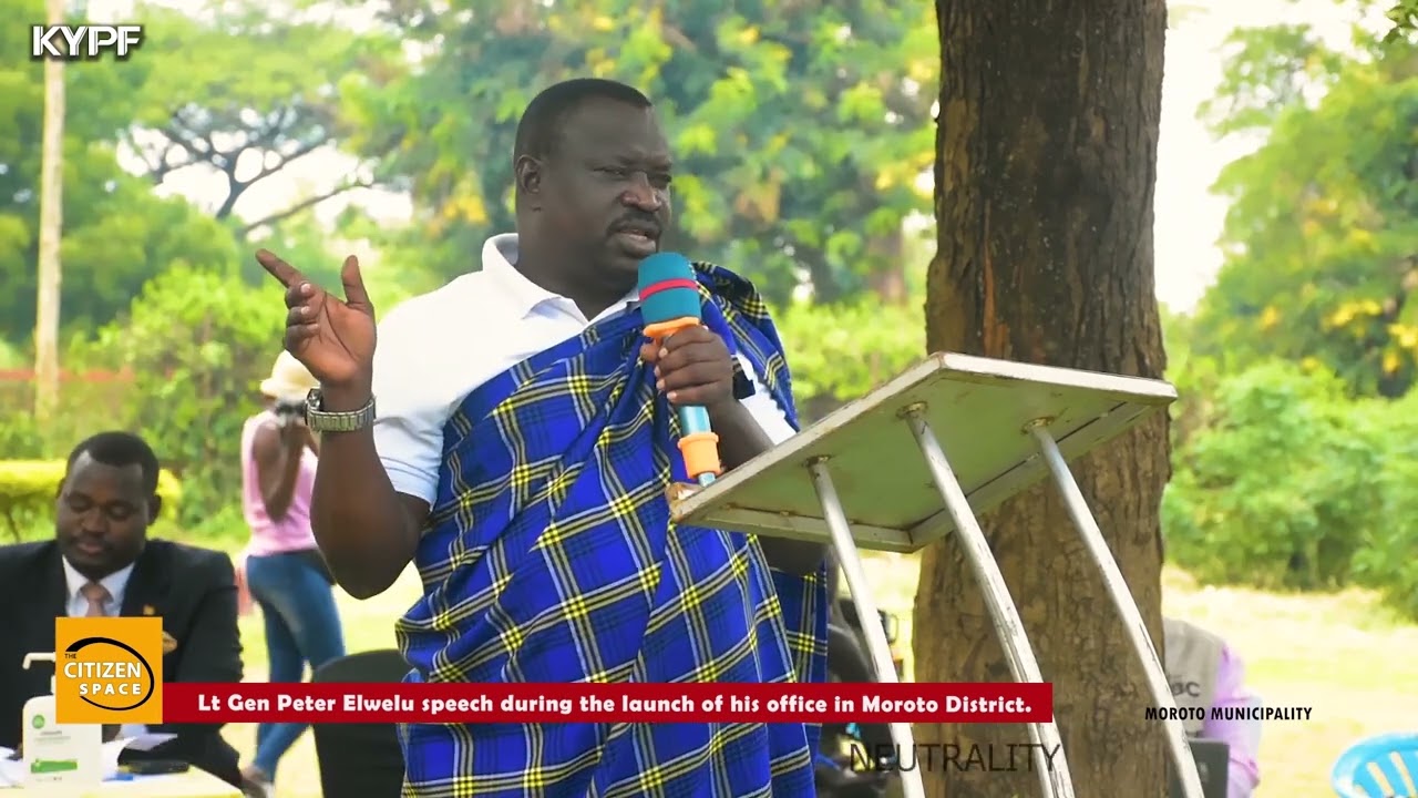 Lt. Gen. Peter ELWELU SPEAKS DURING HIS OFFICE LAUNCH IN MOROTO KARAMOJA.