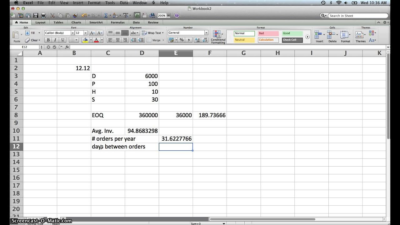 Inventory Economic Order Quantity EOQ