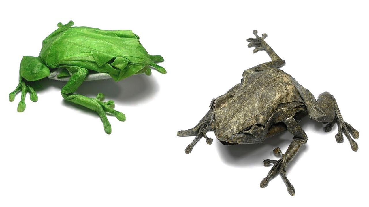 ORIGAMI TREE FROG TIME LAPSE (Satoshi Kamiya) 折り紙  アマガエル  оригами  LAUBFROSCH