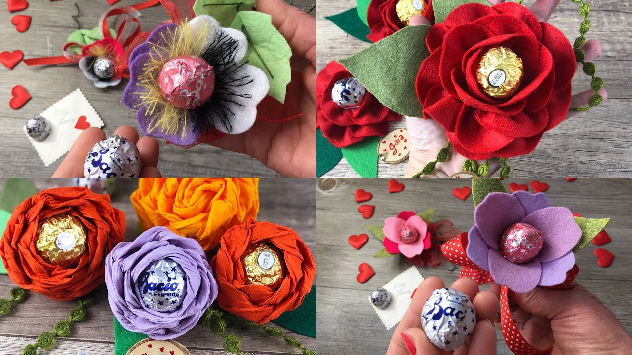 Easy DIY TUTORIAL FACILISSIMO how to make flowers with chocolate heart San valentine days