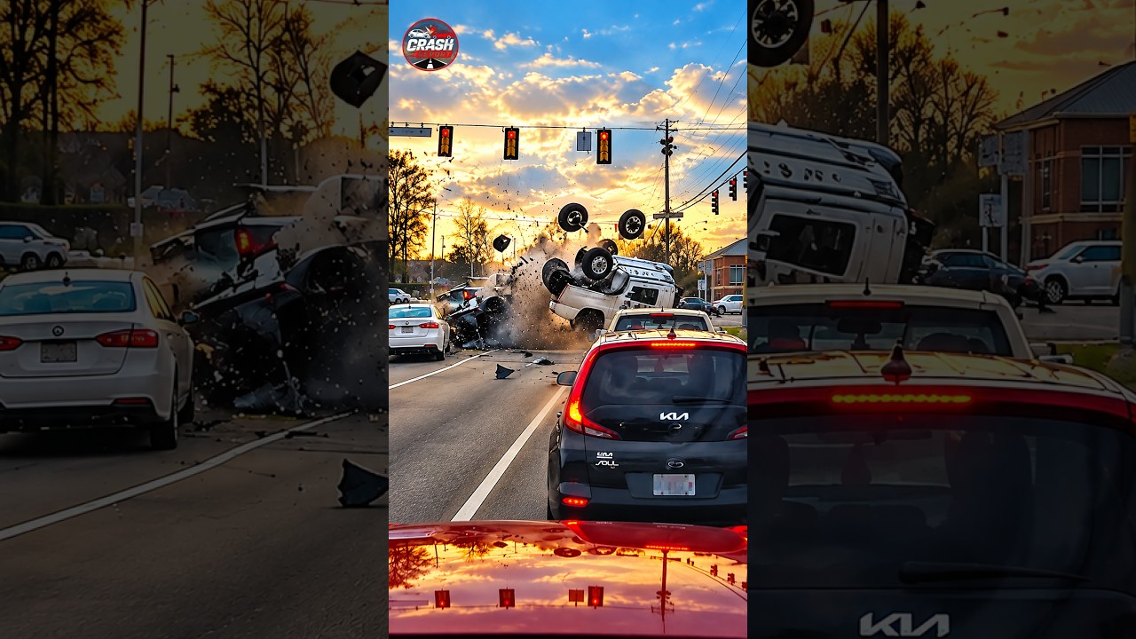 83-YEAR-OLD HITS GAS &mdash; SLAMS INTO PICKUP #shorts #carcrash #drivesafe #usa #car #uk #accident