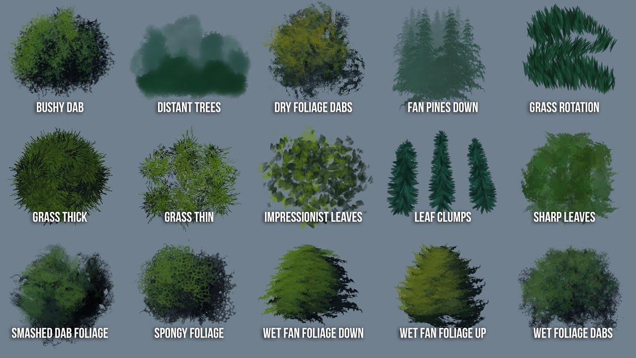 Foliage - Custom Tree Brushes for Photoshop & Adobe Fresco