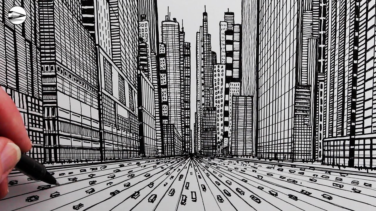 How to Draw a City in One-Point Perspective: Fast