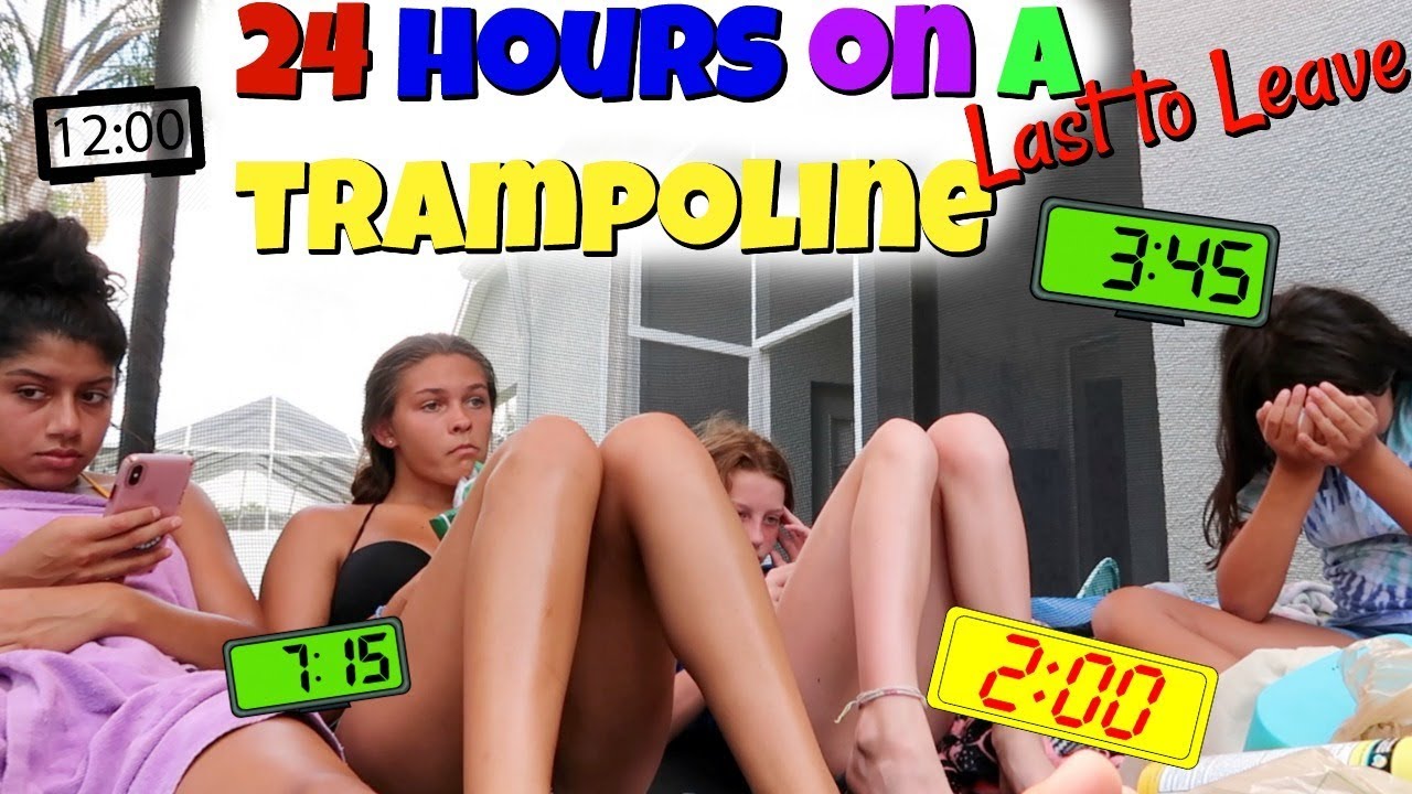 24 HOURS ON THE TRAMPOLINE! LAST ONE TO LEAVE WINS! Emma and Ellie